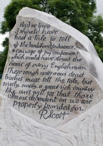 Scott's words inscribed on the sculpture.